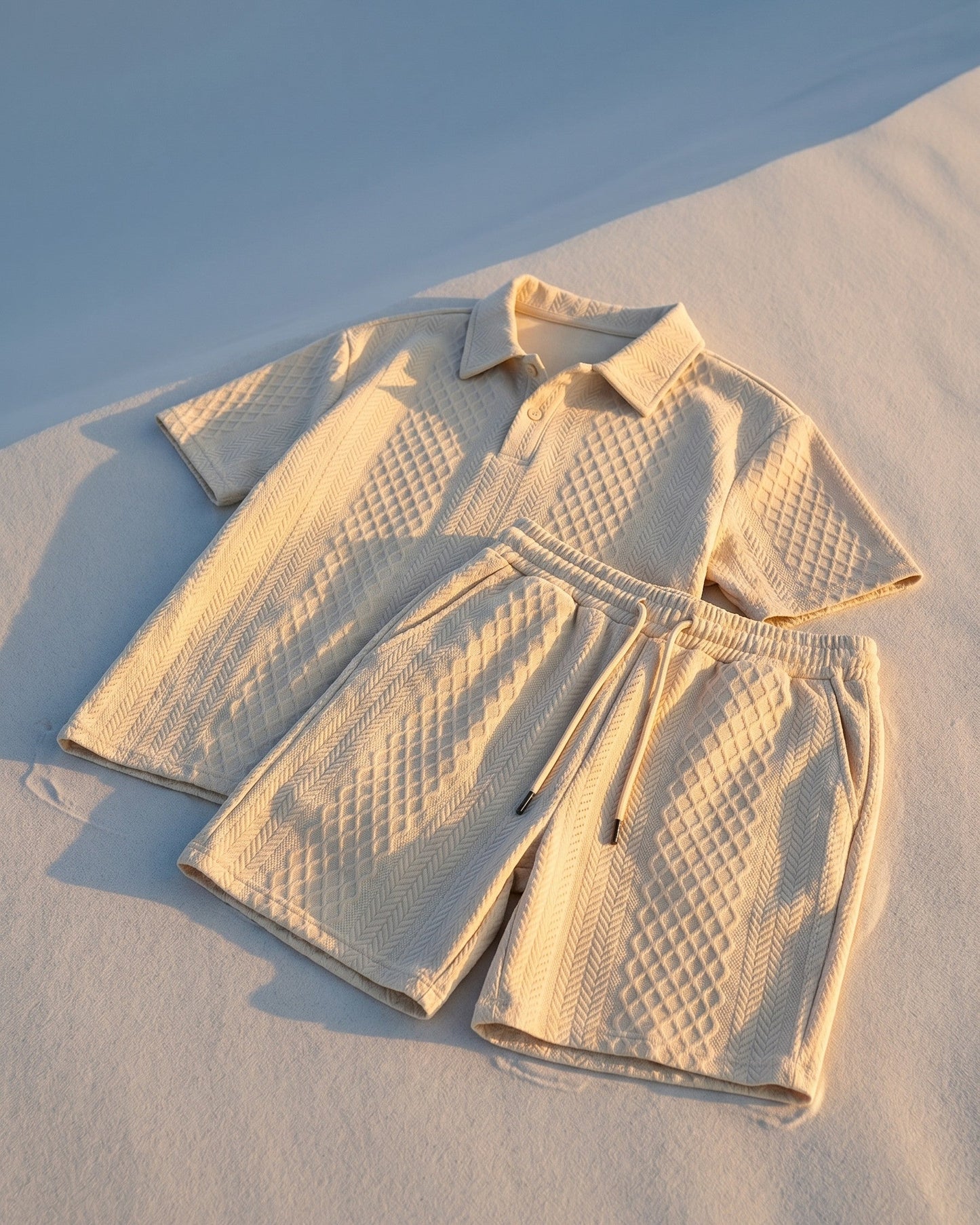 Marcello Textured Polo and Shorts Set