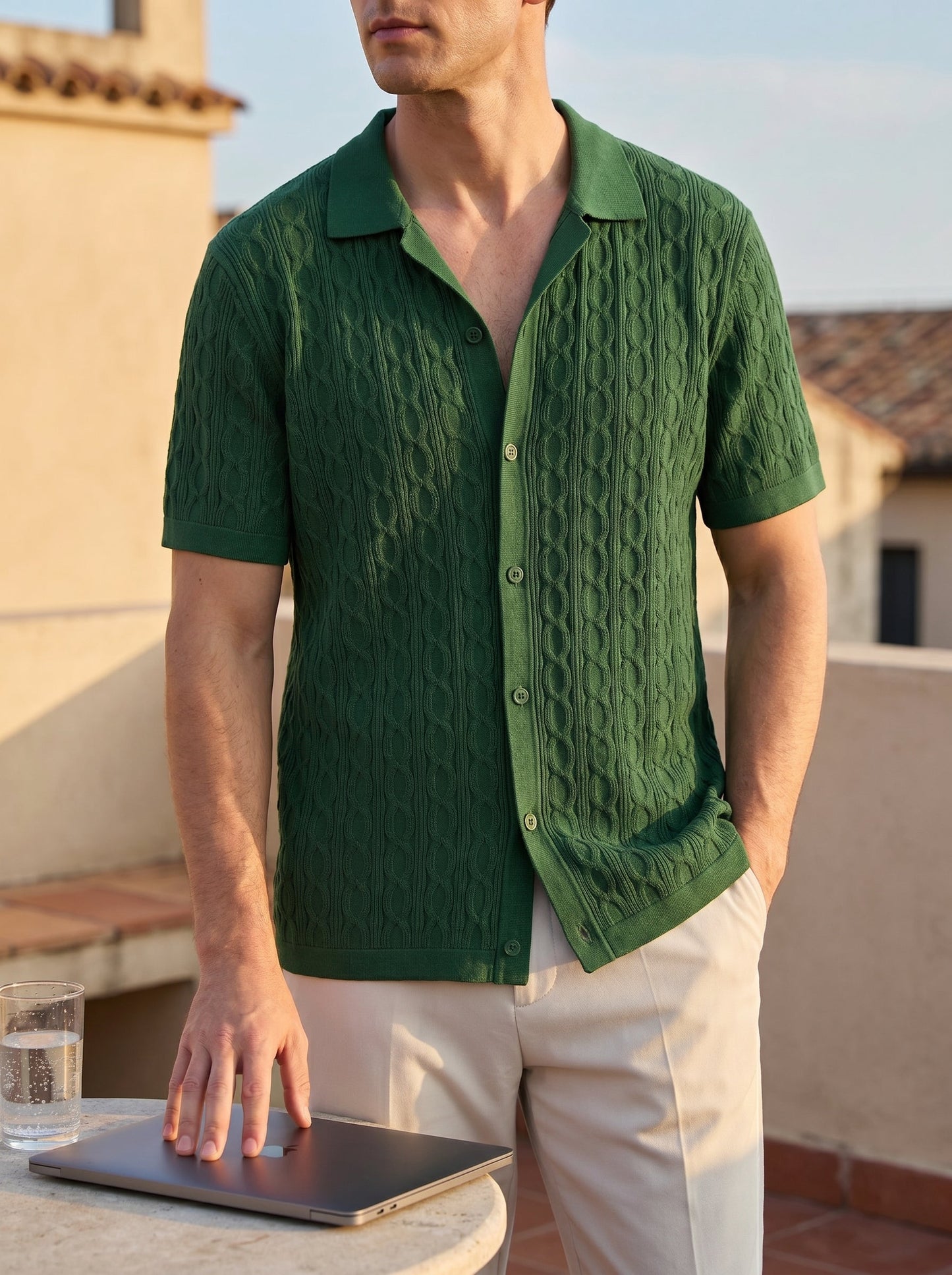 Bruno Cable Knit Polo Shirt