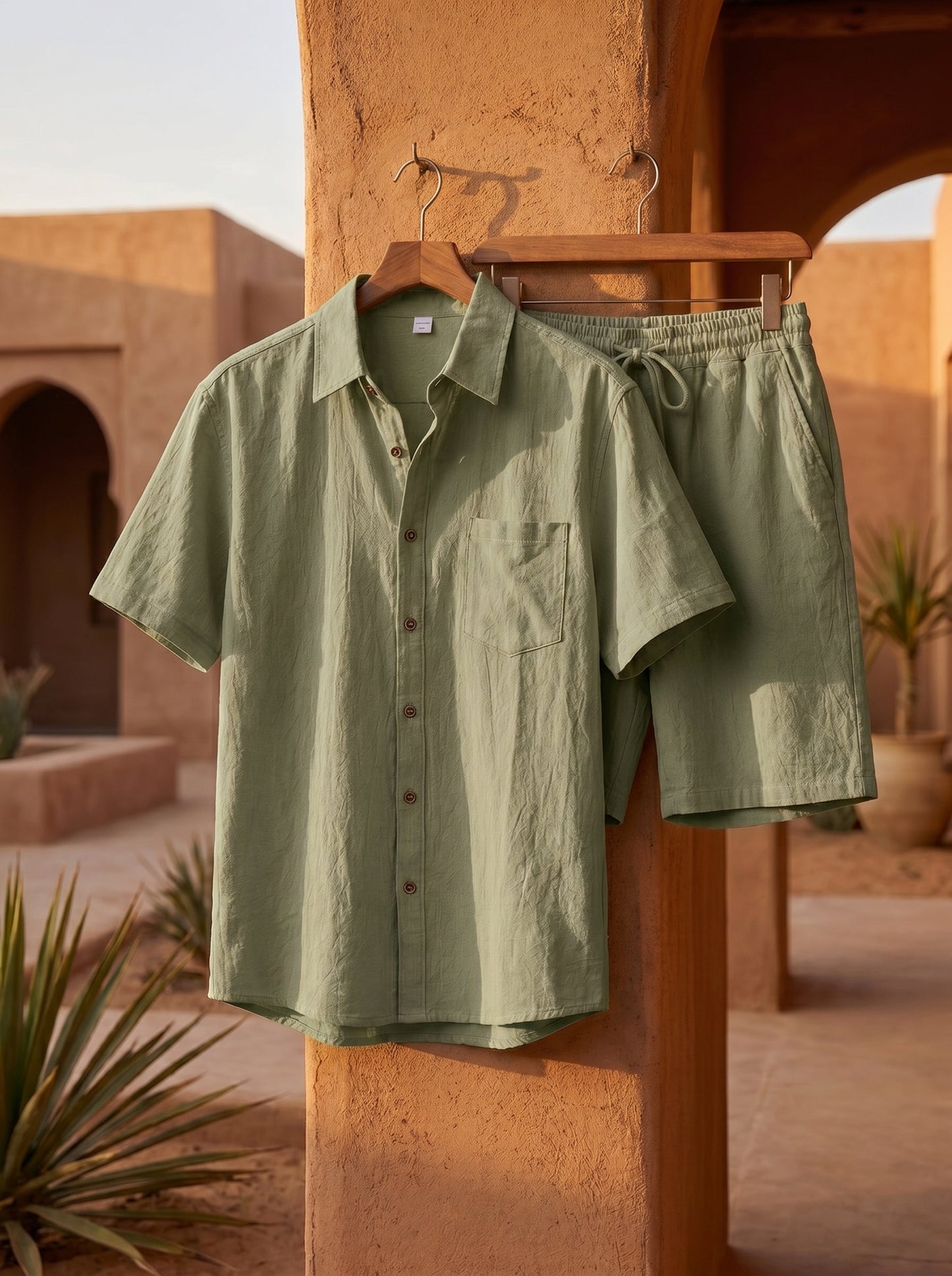 Xavier Linen-Blend Short-Sleeve Set
