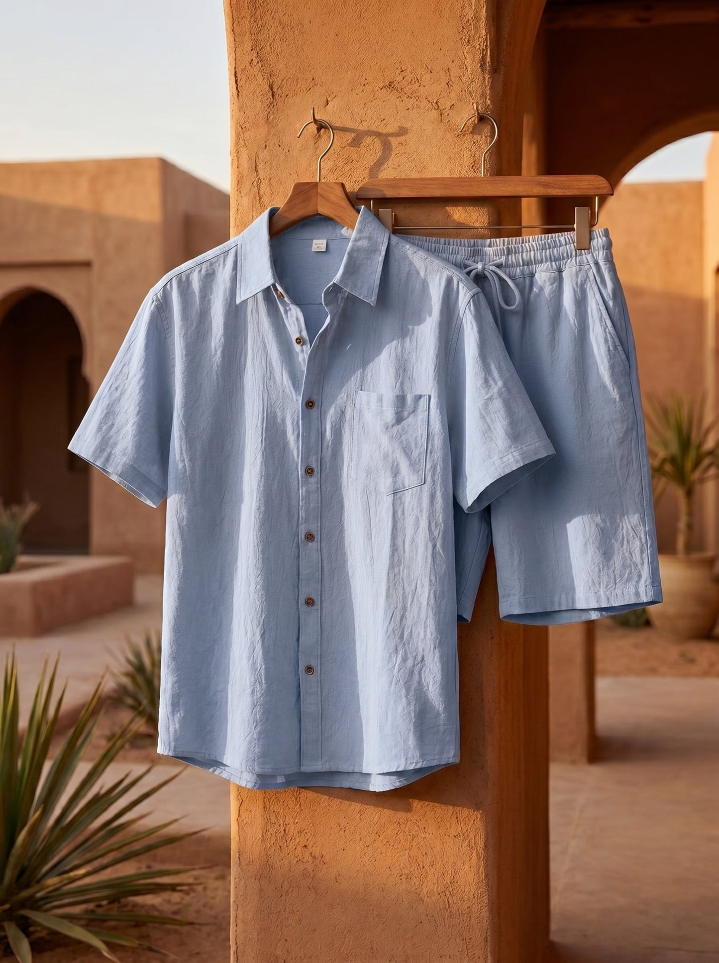 Xavier Linen-Blend Short-Sleeve Set