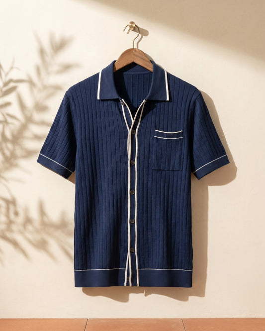 Isidoro Ribbed-Knit Polo Shirt