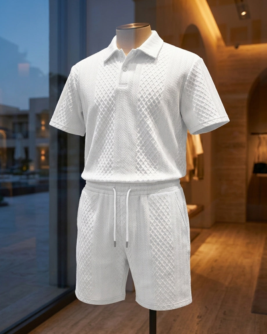 Marcello Textured Polo and Shorts Set