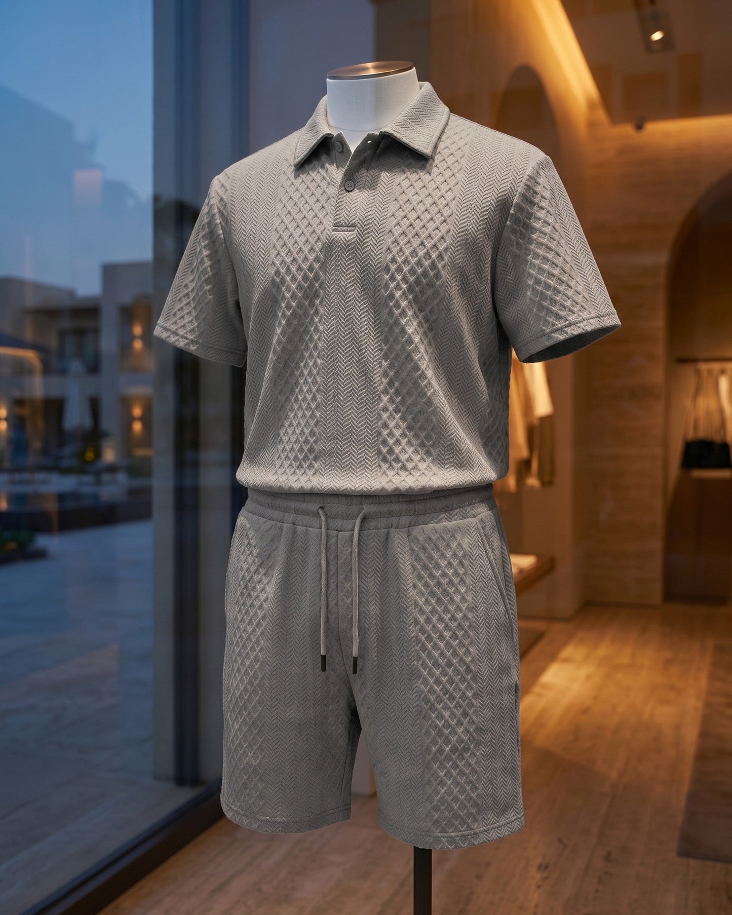 Marcello Textured Polo and Shorts Set